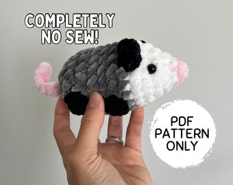 Crochet Possum Pattern NO SEW PDF Download Mini Opossum Keychain Baby Amigurumi