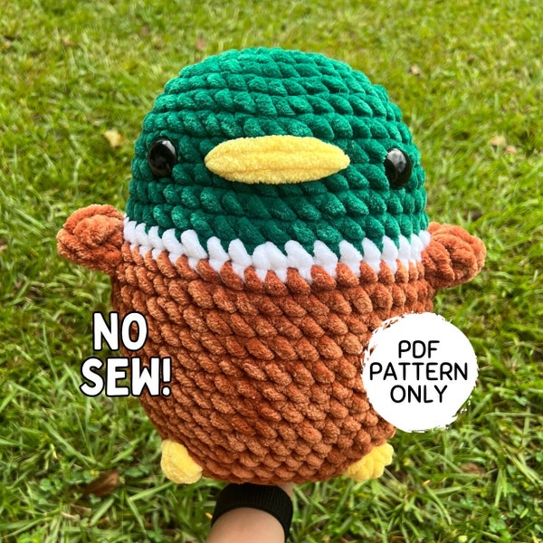 Jumbo Mallard Crochet Pattern NO SEW Beginner Friendly Amigurumi Stuffed Animal PDF Download