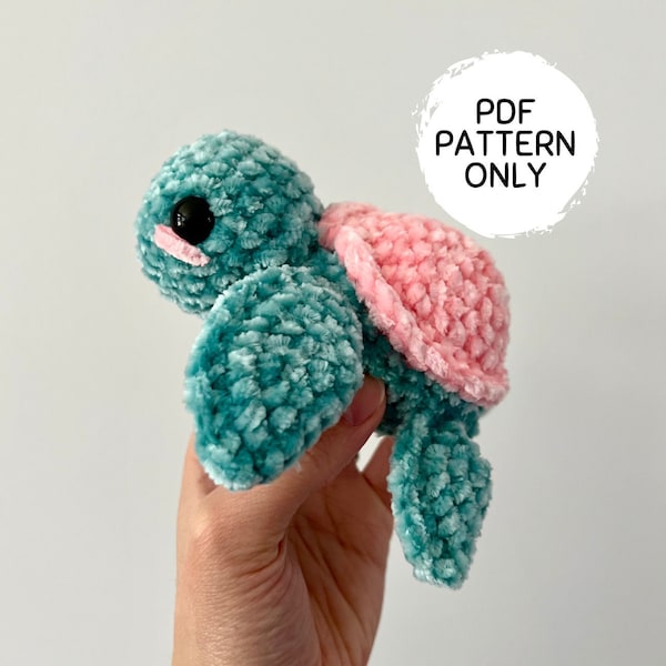Crochet Mini Turtle Pattern PDF Download Beginner Friendly Amigurumi Stuff Animal Baby Sea Turtle Plushie