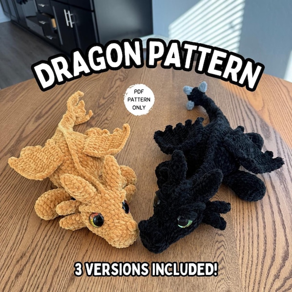 Modello di drago all'uncinetto Morningstartail Feathertail Daggertail Draghi 2 in 1 Scarica Amigurumi PDF Animale di peluche Drago Peluche Bambino