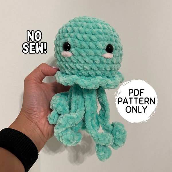 Crochet Jellyfish Pattern NO SEW Amigurumi Mini Beginner Friendly PDF Download