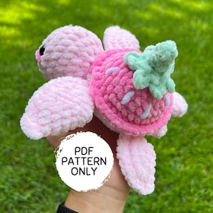 Crochet Mini Strawberry Turtle Pattern PDF Download Beginner Friendly Amigurumi Stuff Animal Baby Sea Turtle Plushie