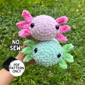 Patron Axolotl au crochet Mini porte-clés Axolotl SANS COUTURE Téléchargement PDF Amigurumi