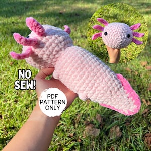 Crochet Axolotl Pattern NO SEW Large Axolotl PDF Download Amigurumi Stuffed Animal