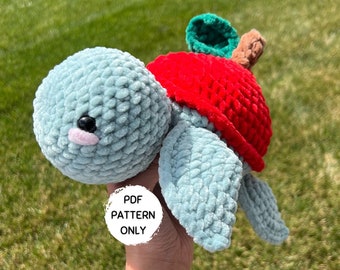 Crochet Apple Turtle Pattern PDF Download Beginner Friendly Amigurumi Stuffed Animal Crochet Plushie Patterns