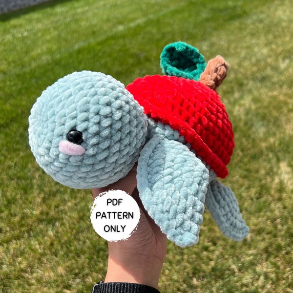 Crochet Apple Turtle Pattern PDF Download Beginner Friendly Amigurumi Stuffed Animal Crochet Plushie Patterns