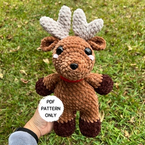 Reindeer Crochet Pattern Beginner Friendly Amigurumi Deer Christmas Stuffed Animal PDF Download