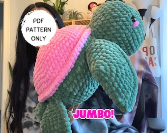 Crochet Jumbo Turtle Pattern PDF Download Small Child Beginner Friendly Amigurumi Stuffed Animal