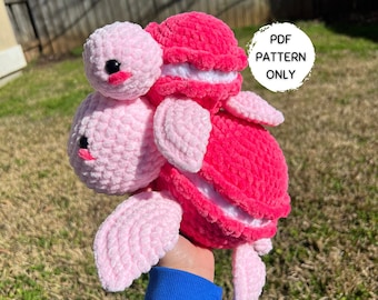 BUNDLE Macaron Turtle Crochet Pattern 2 Sizes Mini and Regular Download Beginner Friendly Amigurumi PDF Stuffed Animal Macaroon Turtle