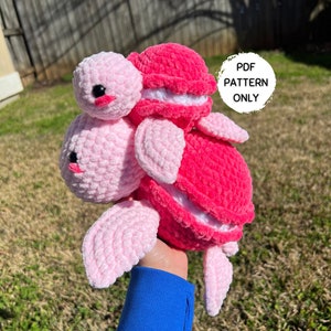 BUNDLE Macaron Turtle Crochet Pattern 2 Sizes Mini and Regular Download Beginner Friendly Amigurumi PDF Stuffed Animal Macaroon Turtle