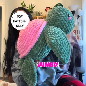 Crochet Jumbo Turtle Pattern PDF Download Small Child Beginner Friendly Amigurumi Stuffed Animal
