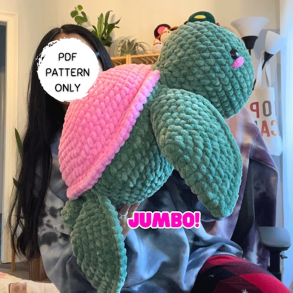 Crochet Jumbo Turtle Pattern PDF Download Small Child Beginner Friendly Amigurumi Stuffed Animal