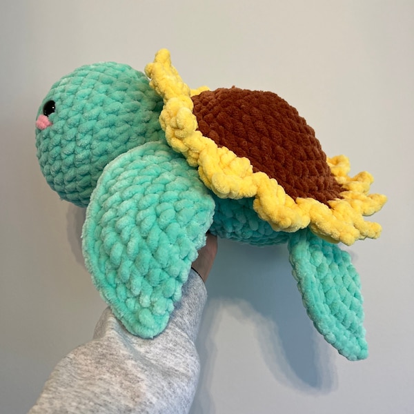 PREORDER Jumbo Sunflower Turtle Crochet Plushie Amigurumi Stuffed Animal Customizable - March 30th