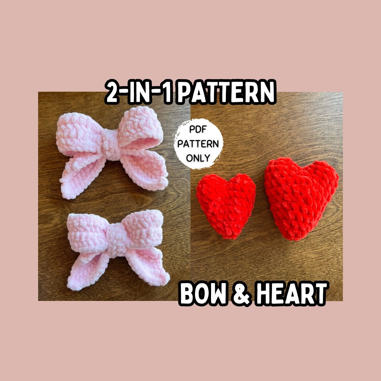 30 Beautiful Crochet Heart Patterns To Make With Love 31 Bow and Heart 2-in-1 Crochet Pattern