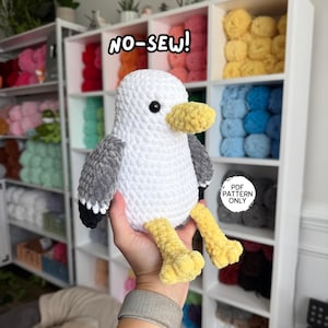 Crochet Seagull Pattern No Sew Weighted Amigurumi Stuffed Animal Market Friendly Squishy Fidget