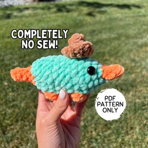 Crochet Platypus Pattern NO SEW Mini Platypus Keychain PDF Download Baby Amigurumi with Hat
