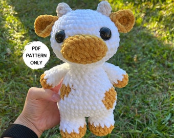 Cow Crochet Pattern Beginner Friendly Amigurumi Strawberry Stuffed Animal PDF Download Flower Crown Farm Animal