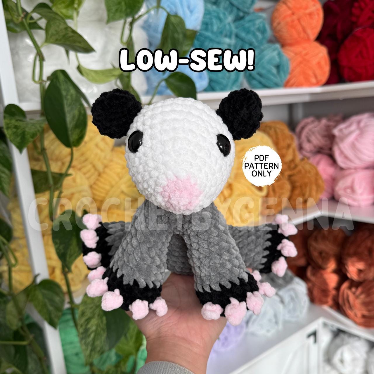 30 Opossum Crochet Patterns for Cute, Quirky Amigurumi Projects 33 Crochet Sitting Opossum Crochet Pattern