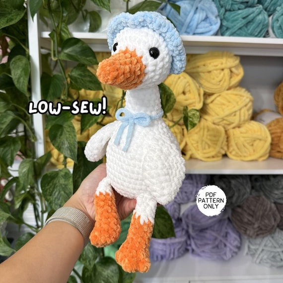 Crochet Goose Pattern Low Sew Weighted Amigurumi Stuffed Animal Market Friendly Squishy Fidget