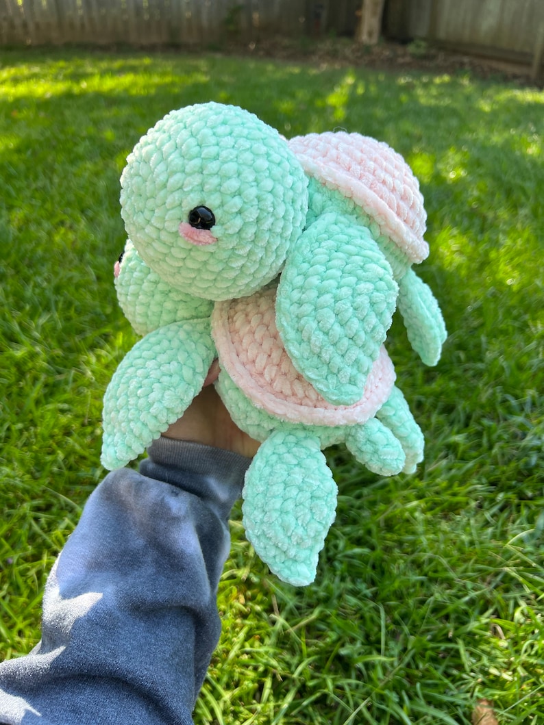 Crochet Turtle Pattern 2 Sizes Regular and Jumbo PDF Download Beginner Friendly Amigurumi Stuffed Animal Patterns image 4