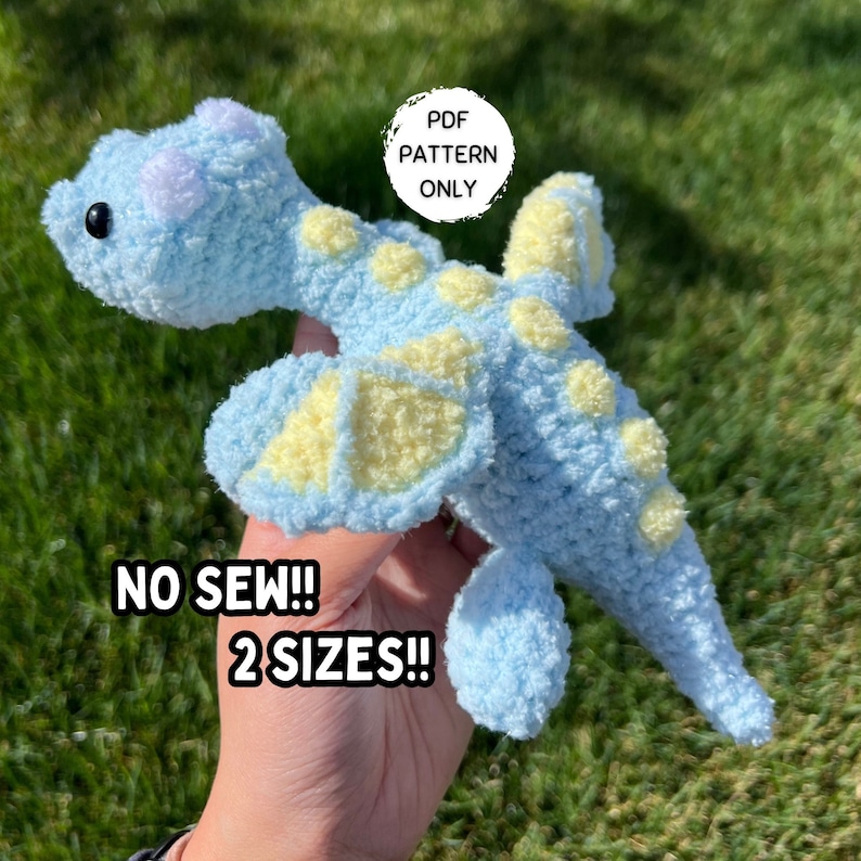 Crochet Dragon Pattern NO SEW, Download Amigurumi PDF Stuffed Animal Dragon Plushie image 1