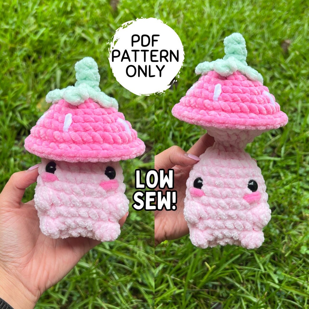 Crochet Strawberry Mushroom Pop Pattern LOW SEW Mini Mushie Fidget PDF