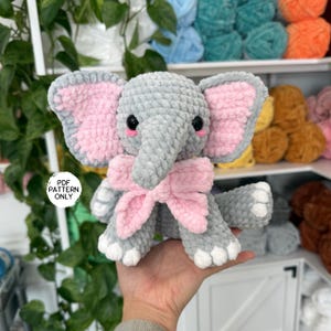 Virkat elefantmönster gosedjur amigurumi söta sittande tillbehör mönster