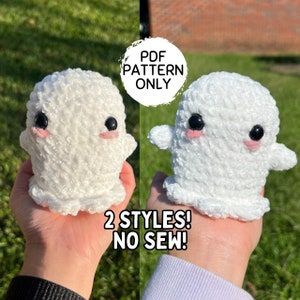 Crochet Ghost Plushie 2 in 1 Pattern No SEW PDF Download Halloween Beginner Friendly