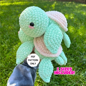 Crochet Turtle Pattern 2 Sizes (Regular and Jumbo) PDF Download Beginner Friendly Amigurumi Stuffed Animal Patterns