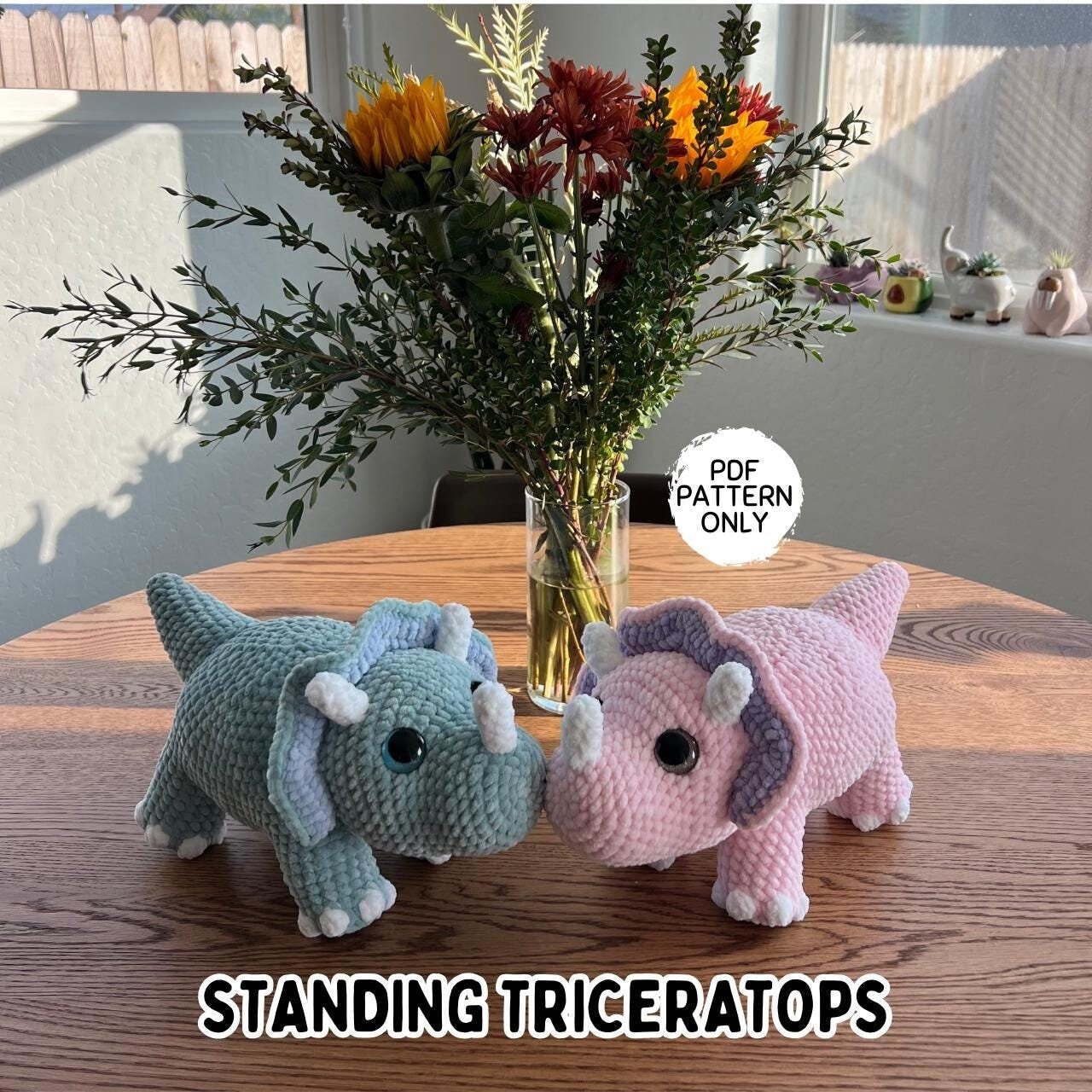30 Triceratops Crochet Patterns for Dino Lovers, Nursery Decor, and Handmade Gifts 30 Standing Triceratops Crochet Pattern
