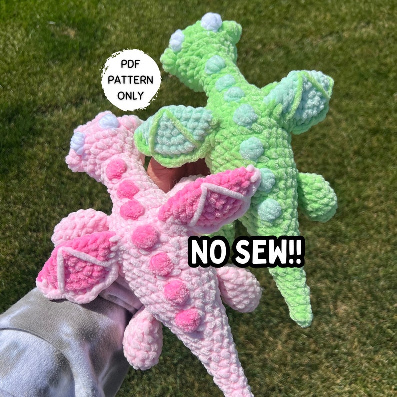 Crochet Dragon Pattern NO SEW, Download Amigurumi PDF Stuffed Animal Dragon Plushie image 3