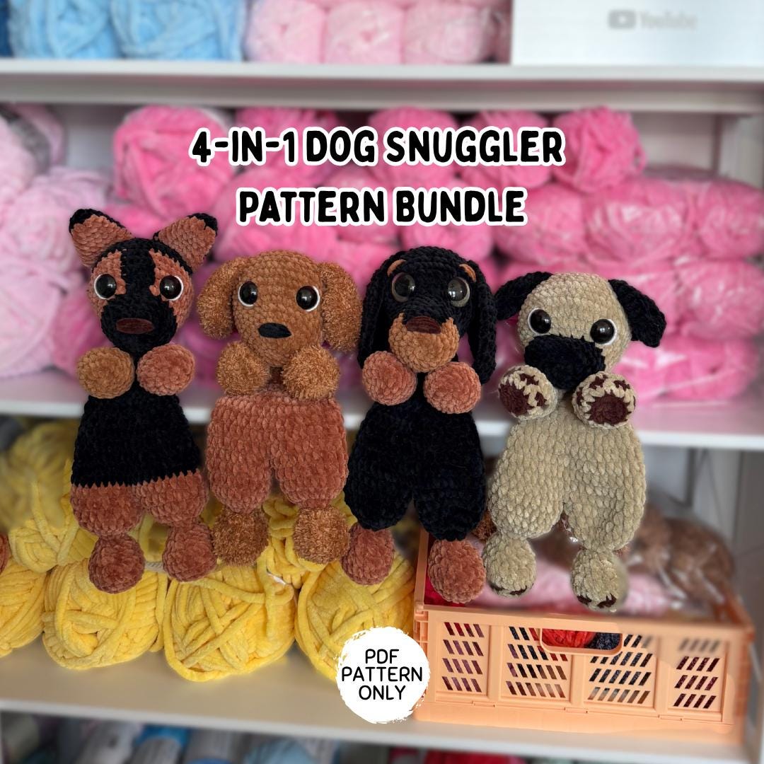 Crochet Dog Snuggler Pattern 4-in-1 Bundle Dachshund Pug German ...