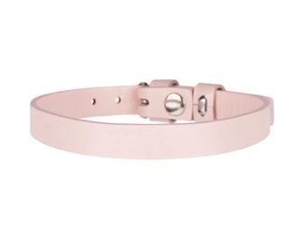 Handmade Light Pink leather custom discreet public day choker collar(121 color variations, ONE PRICE for all SIZES)