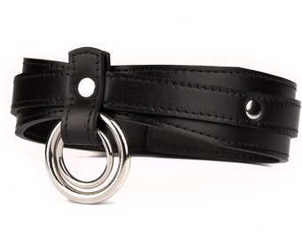 Handmade leather custom choker collar with two O-ring(792 color variations nickel-free plated hardware one price for all sizes)