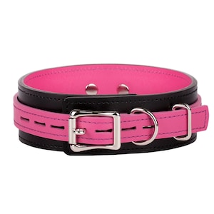 Handmade Black-Purple leather custom locking choker collar (792 color variations lockable buckle one price for all sizes) anniversary gift.