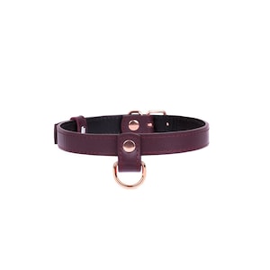 Handmade Bordo leather custom sub day collar choker(792 color variations, nickel-free plated hardware, one price for all sizes)