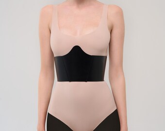 Leather Underbust Corset Belt: Back Lacing, Nickel-Free Hardware