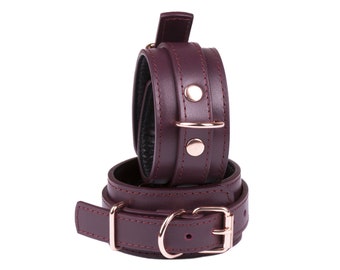 Handmade Bordo leather wrist cuffs for men and women (792 color variations nickelfree hardware made to size)