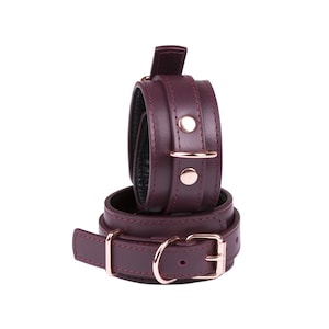 Handmade Bordo leather wrist cuffs for men and women (792 color variations nickelfree hardware made to size)