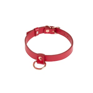 Handmade Red leather custom discreet public day collar with O ring (792 color variations nickelfree hardware ONE PRICE for all SIZES)
