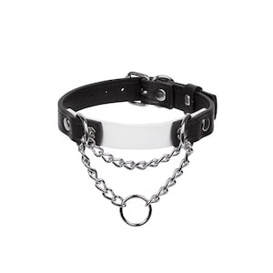 Premium Handmade Leather Martingale Collar Choker with Silver Chain – Unisex Fashion Accessory for Everyday or Statement Wear