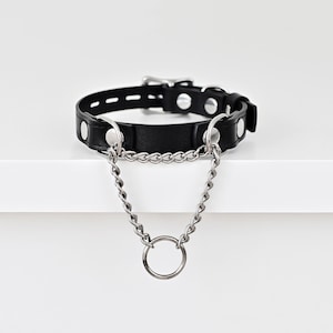 Minimalist Custom Handmade Leather Martingale Choker with Stainless Steel Locking Buckle – Unisex Collar – Personalized Adjustable Fit