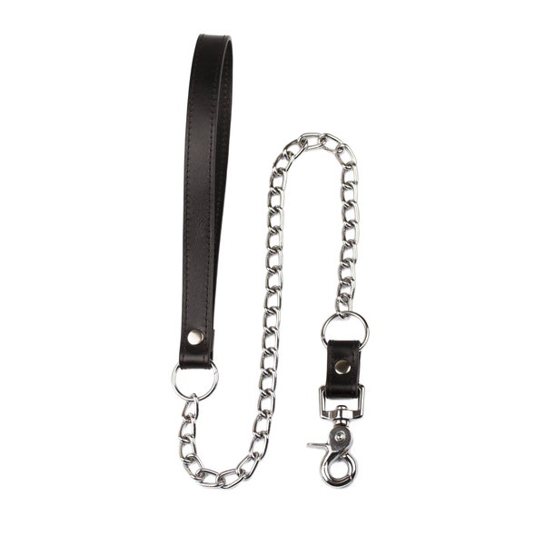 Handmade Leather chain human pet leash ( 48 color variations nickel-free plated hardware )