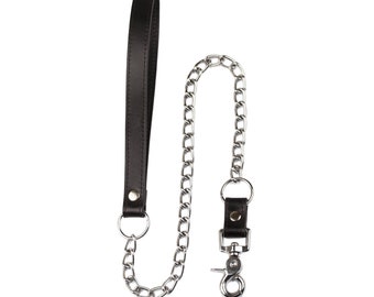 Handmade Leather chain human pet leash ( 48 color variations nickel-free plated hardware )