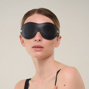 Black Leather blindfold for adult, eye sleep mask ( 72 color variations, made to your size )