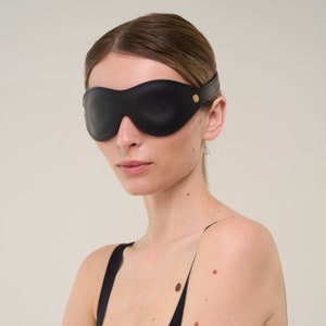 Black Leather blindfold for adult, eye sleep mask ( 72 color variations, made to your size )