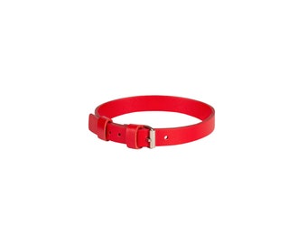 Handmade Red custom discreet public leather choker day collar(132 color variations, ONE PRICE for all SIZES)
