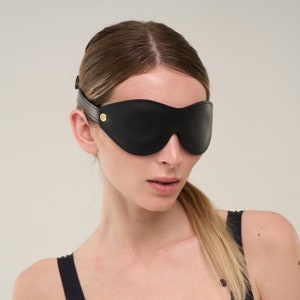 Black Leather blindfold for adult, eye sleep mask ( 72 color variations, made to your size )