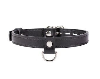 Handmade Black leather custom choker day lockable collar (792 color variations lockable buckle one price for all sizes)