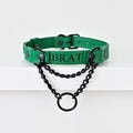 Custom Leather Martingale Collar Choker with Foil Stamping Embossing – One Leather Color Inside & Out – Discreet Day Collar for Adults product logo